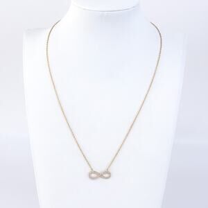 Estate Sterling Silver 925 Gold Tone Cubic Zirconia Infinity Necklace 16”-18”